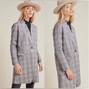 Anthropologie Blank NYC Renegade Longline Blazer Printed Gray Faux Suede XS